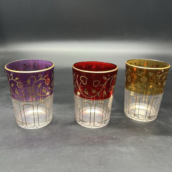 PARTYLITE Global Fusion Votive Holder Trio Red Gold Purple P8372 - Picture 3 of 16